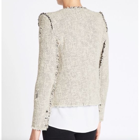 Iro Paris Cream Agnette Tweed Distressed Jacket Women Size 34 - Picture 5 of 13